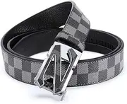 [VJK] Mens Ratchet Belt Fashion Casual Leather Designer Belts with Easier Adjustable Automatic Buckle, Black