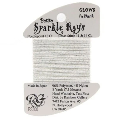 Rainbow Gallery Petite Sparkle Rays Glow in the Dark White Thread Needlepoint