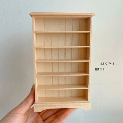 Wood Bookcase 1/12 Scale Doll House Miniatures Furniture Storage Cabinet Plain