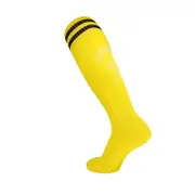 Yellow Sports Socks with Black Stripes - Mens Womens Knee High Socks for Football & Running