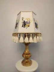Table lamp, art deco lamp, custom lamp night, white lamp, lamp with embroidery.