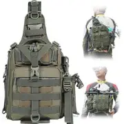 Fishing Backpack with Rod Holder Fishing Tackle Bag Fishing Gear Bag Army Green