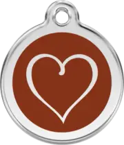Red Dingo Enamel Tribal Heart Tag - Brown - Lifetime Guarantee - Cat, Dog, Pet I