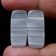 20.60 Cts 100% Natural Pair White MONTANA Agate Cabochon Loose Gemstone