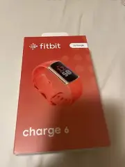 Fitbit Charge 6 Activity Fitness Tracker with Google apps Coral Strap Gold Case