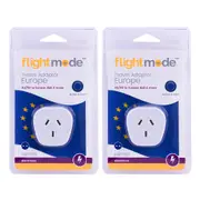 2x Flightmode Outbound Europe Type C 10A Adapter EU/Bali 2-Pin Style Plug