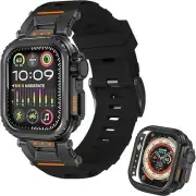 Rugged Strap for Apple Watch 44mm – Stainless Steel Case & Sport Band
