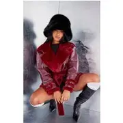 Black Faux Fur Fluffy Bucket Hat, Black
