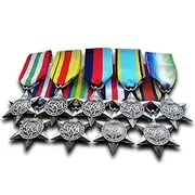 [FREECROWS] Military Medals 9X Complete British Group Set 1939-45 Star, Air Crew Europe Star, France and Germany Star, Africa Star, Arctic Star, Pacific Star, Italy Star, Burma Star,Atlantic Star Repro
