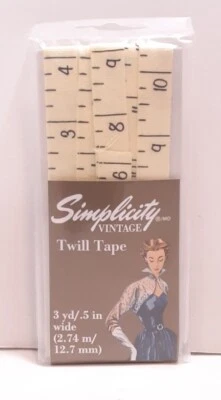 Simplicity Twill Tape 3 yd/.5 In Brand New Sealed