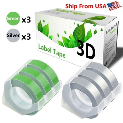 (3Green,3Silver) Label Tape used for Dymo 20008CP Dymo 814580 Label Makers