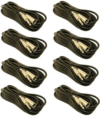 8 Pack 15Ft XLR 3Pin MALE to 1/4" MONO Plug Shielded MIC Microphone Audio Cable