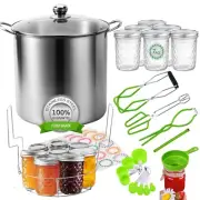 Canning Pot Water Bath Canner with Rack and Mason Jars, 20 Quart Stainless St...