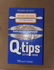Vintage Q-TIPS Wood Sticks 125 Cotton Swabs RARE! Q Tips