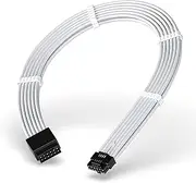EZDIY-FAB GPU Power Sleeved Cable Extension, 16pin(12+4) 12VHPWR PCIe 5.0 Connector Male to Female for RTX 3090Ti 4080 4090, with Cable Combs-16AWG/White