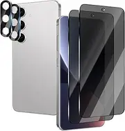 [2+2 Pack] for Samsung Galaxy S24 FE Privacy Screen Protector+ Samsung Galaxy S24 FE Camera Lens Protector,Anti-Spy Tempered Glass,Bubble Free,Anti Scratch,Case Friendly