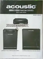 Acoustic Class D NewDymium Series Bass Guitar Amps Owner's Manual Booklet, New.