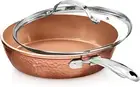 Gotham Steel Hammered 12 Inch Non Stick Frying Pan with Lid – Copper Nonstick Fr