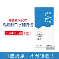 在飛比找Yahoo奇摩購物中心優惠-韓國SUNSOO 草本萃取含氟便攜漱口水隨身包11mlx15