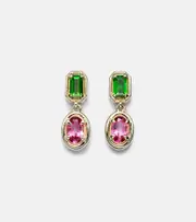 [Stone and Strand] Stone and Strand Duchess Orchid 10kt gold earrings with chrome diopside and pink topaz One Size gold