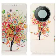 For Huawei Mate 60 Pro Pattern Printing Phone Case Wallet Stand Full Protection Cover Tree