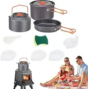 Hiking Cooking Set,Travel Pot and Pan Kit - Outdoor Non-Stick Camping Kitchen Pan and Pot for Picnic, Hiking, and Fishing