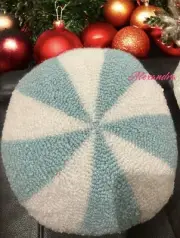 Peppermint Swirl Sherpa Blue Pastel Christmas Throw Pillow Candy Land Decor