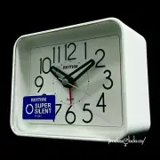 NEW Rhythm Okiro White Retro Non-Ticking Desk Alarm Clock CRE891WR03
