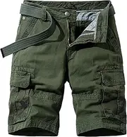 [Generic] Men's Classic Cargo Stretch Short Relaxed Fit Below Knee Pants Regular Fit Pocket Shorts Big and Tall