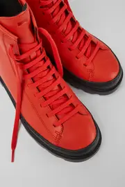 Brutus Red leather lace-up boots
