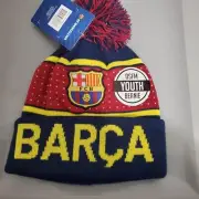 NWT YOUTH Fc Barcelona BARCA Soccer Knitted Beanie Cap OSFA