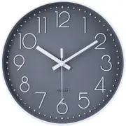 12 Inch Non-Ticking Wall Clock for Home/Office/School/Kitchen/Bedroom/Living Room (Gray)