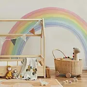 funlife Vinyl Large Rainbow Wall Mural Stickers Peel and Stick, Precut Giant Vibrant Watercolor Rainbow Wall Decals for Girls Bedroom Kids Nursery Room Playroom, 94.49" x 55.12"
