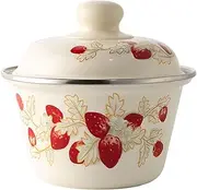 Enamelware Chinese Wedding Decoration Chinese Bowl Enamel Bowl with Lid Retro Wedding Soup Bowl Creative Salad Fruit Serving Bowl Chinese Decor 22cm Home Accessories Decor Vintage Home Decor (Color :
