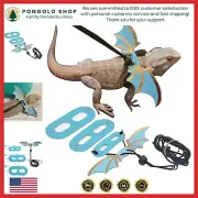 Adjustable Bearded Dragon Leash Harness - 3 Sizes, Style & Safety in Blue