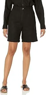 [The Drop] Women's Millie Loose-Fit Pleated Long Linen Walk Short