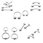Stainless Steel Body Piercing Jewellery -Barbell Ring Labret BCR - 1.2mm + 1.6mm