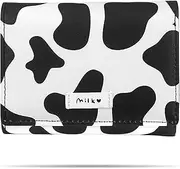 [SNCCJ] Cute Small Wallets for Women, Fashion Tri-folded Wallet for girls, Short Slim Womens Wallet with ID Window, Cow Print Black, Fashion