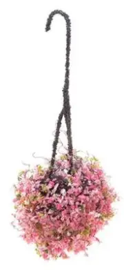 MINIATURE DOLLHOUSE 1:12 SCALE SMALL PINK-FUCHSIA HANGING BASKET - CAHBS15