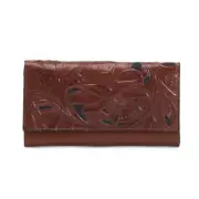 PATRICIA NASH Leather Terresa With Hand Cut Tooling & Snap Button Wallet Whicky