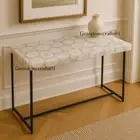 White agate console slab top | Modern agate geode end hallway furniture top