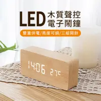 在飛比找momo購物網優惠-【YUNMI】北歐風LED聲控木質鬧鐘 床頭時鐘 靜音