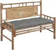 Garden Bench with Cushion 120 cm Bamboo Outdoor Furniture Patio Seating
