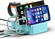 KFD 70W GaN Charging Station Organizer for Multiple Devices 5 Port USB Charging Dock with 5 Cables for Phones, Tablets, Kindle, iWatch, iPhone, iPad, Air-pods and Other Electronic
