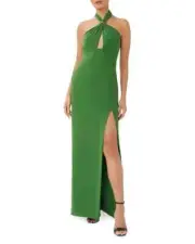 Aidan by Aidan Mattox Halter Cutout Gown