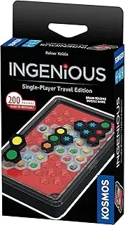 Ingenious: Single-Player Travel Edition, Kosmos, Fast-Paced, Addictive, and Easy-to-Learn, Convenient Self Contained Carrying Case, Solo Geometric Puzzle Game, for Ages 8 and Up