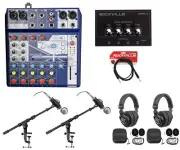 2) Person Gaming Twitch Stream Bundle w/Soundcraft Mixer+Headphones+Mic+Boom Arm