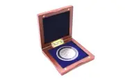 Cherry Box & Airtite Coin Capsule w 38mm Ring for Peace Morgan Sil Dollar - Blue