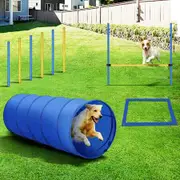 Pawise Dog Agility Equipment Set 28 PCS Pet Obstacle Training Course Tunnel Poles Pause Box Carrying Bags