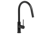 Johnson Suisse Venezia Gooseneck Pull Down Sink Mixer - Matte Black